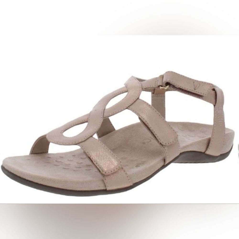 Vionic Jodie Metallic light Rose Gold Sandals Orthaheel Sandals | 8